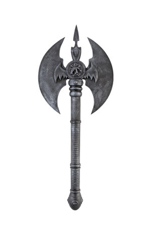 Fantasy double headed battle ax isolated on white background with clipping path