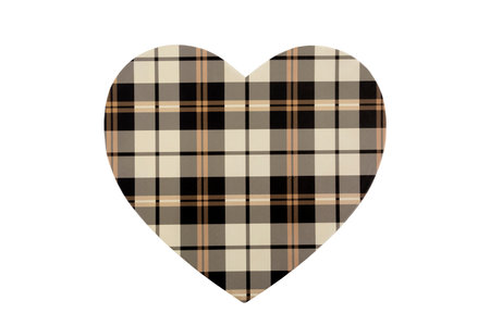 Heart with checkered pattern texture isolated on white backgroundの写真素材