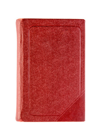 Old red book cover isolated on white background with clipping pathの写真素材