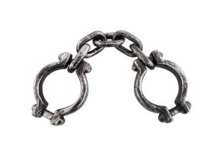 Old shackles isolated on white background with clipping pathの写真素材