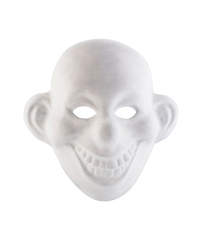 White clown mask isolated on white background with clipping pathの写真素材