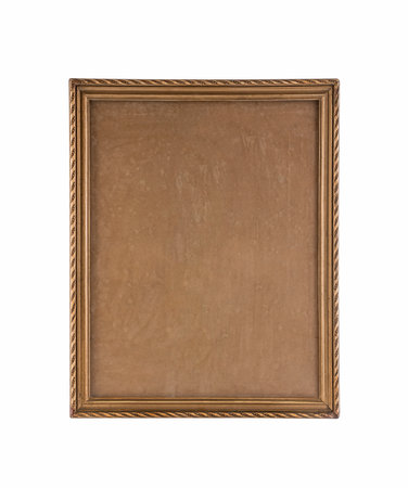 Old wooden picture frame isolated on white background with clipping pathの写真素材