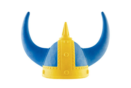Swedish viking horned helmet isolated on white background with clipping pathの写真素材