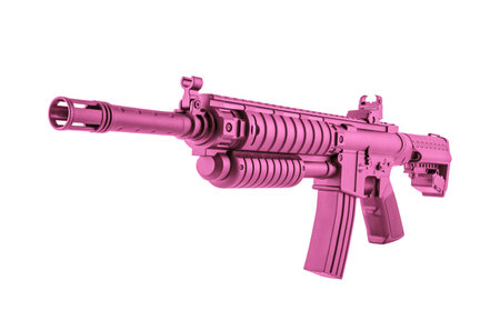 Pink assault rifle isolated on white background with clipping pathの写真素材