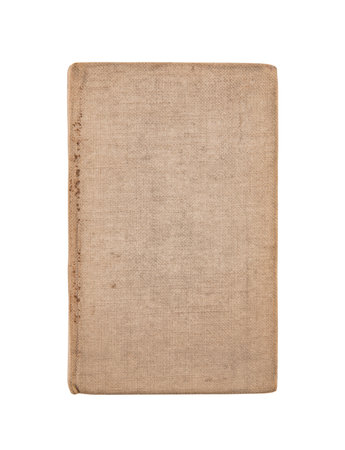 Old book cover isolated on white background with clipping pathの写真素材