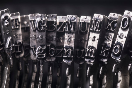 Close up of vintage typewriter lettersの写真素材
