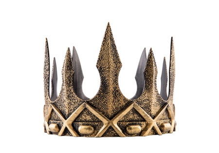 Ancient king or queen crown isolated on white background with clipping pathの写真素材