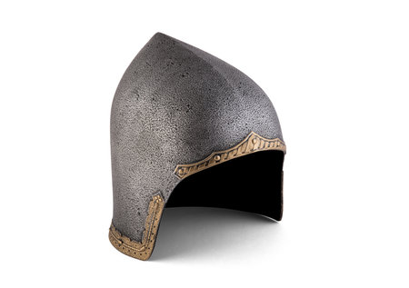 Medieval knight helmet isolated on white background with clipping pathの写真素材
