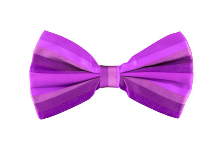 Bright purple bow tie isolated on white background with clipping pathの写真素材