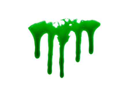 Dripping green liquid isolate on white background for halloween designの写真素材