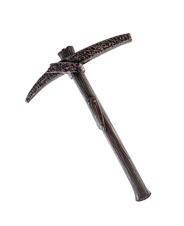 Vintage pickaxe with wood handle isolated on white background with clipping path