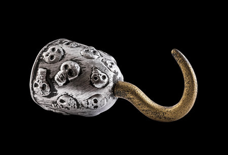 Pirate hook arm isolated on black background with clipping pathの写真素材