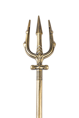 Antique trident isolated on white background, clipping path included.