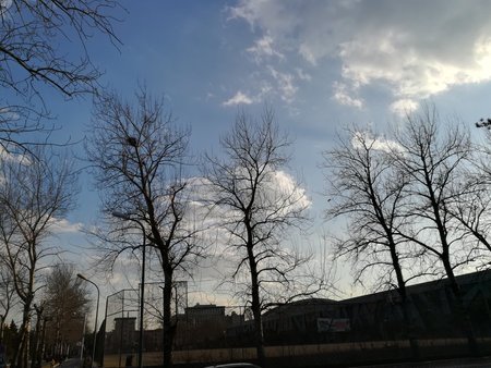 View of sky in a townのeditorial素材