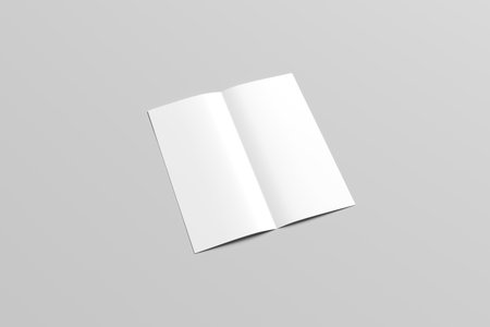 Blank Dl Bi Fold Mock-up on gray backgroundの写真素材