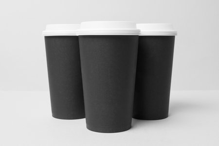 Black paper cups mockupの写真素材