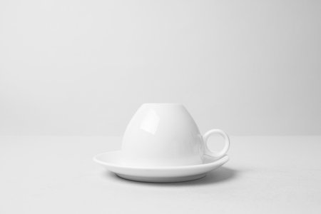 Coffee cup on gray backgroundの写真素材