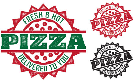 Pizza Delivery Stamp Designのイラスト素材