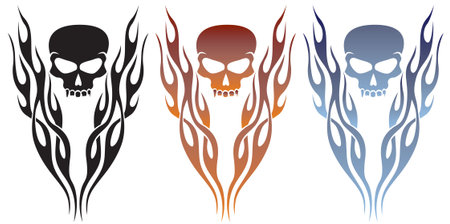 Flame and Skull Tattooのイラスト素材