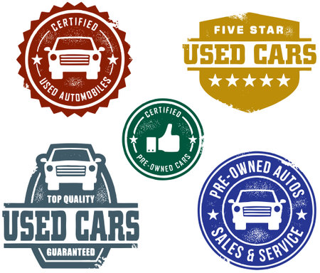 Vintage Used Car Sales Stampsのイラスト素材