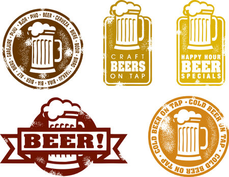Vintage Style Beer Stampsのイラスト素材