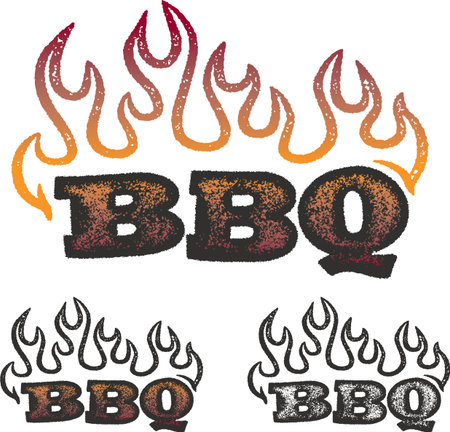 Distressed BBQ Graphic with Flamesのイラスト素材