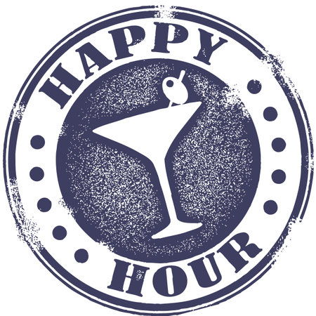Grunge Happy Hour Cocktail Stampのイラスト素材