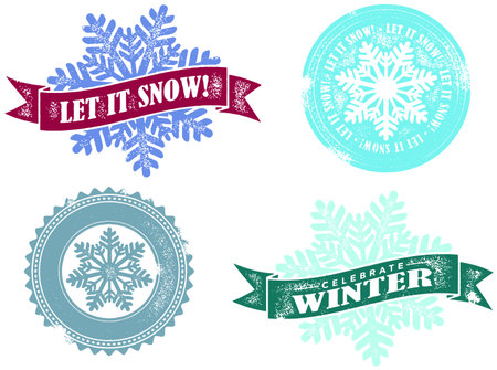 Winter Let it Snow Stampsのイラスト素材