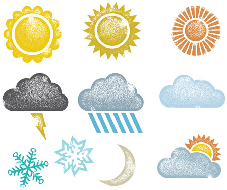 Grunge Distressed Weather Iconsのイラスト素材