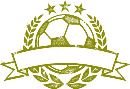 Grunge Soccer Laurel Wreath Crestのイラスト素材