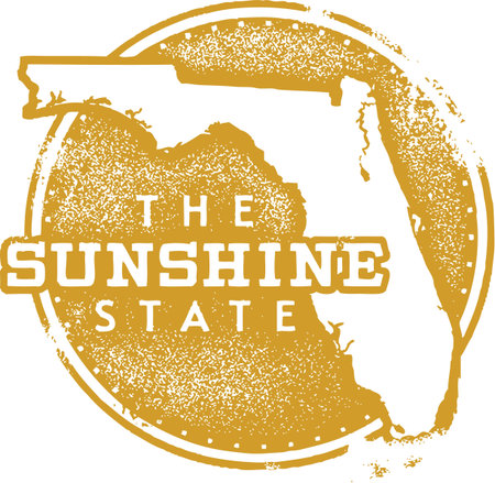 Florida USA State Sunshine Stampのイラスト素材