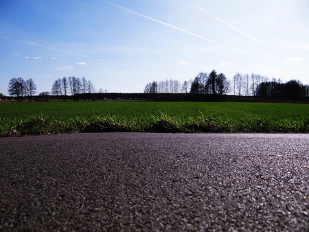 Road and grassの写真素材