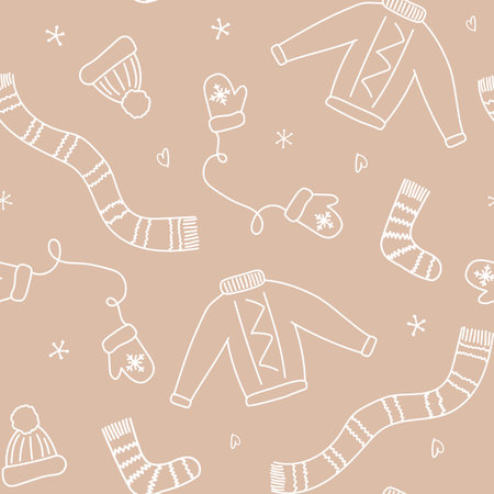 Symbols of winter, Merry Christmas, New Years celebration, vector illustration.のイラスト素材