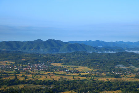 Landscape of rural city and mountain at Phu-Thok, Loei, Thailand