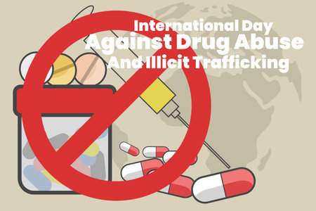 International day againts drug abuse and illicit trafficking poster illustrationのイラスト素材