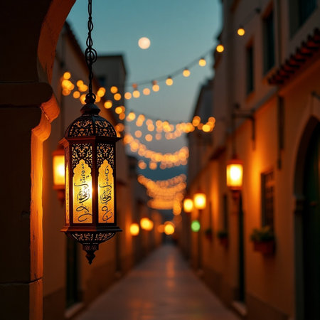Street lanterns in the old town of Rovinj, Croatiaの素材