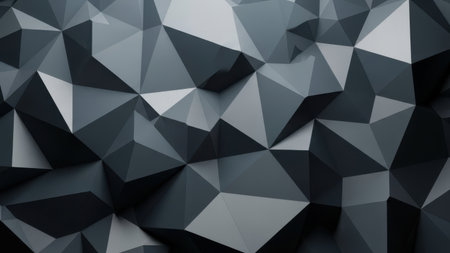 A visually striking image featuring a collection of dark gray triangles arranged in a geometric pattern, creating an abstract design that showcases depth and texture.の素材