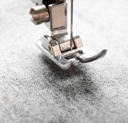 The sewing machine and fabric.