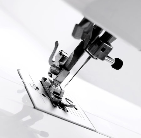 The mechanism of the sewing machine.