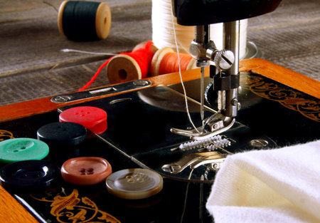 Sewing. The sewing machine and accessoriesの写真素材
