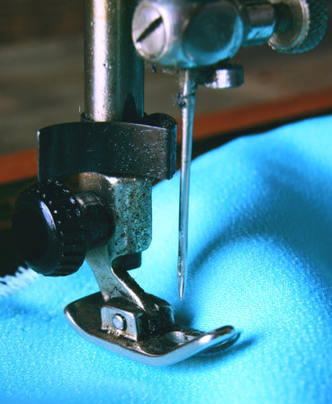 The sewing machine and a fabric.