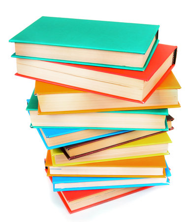 Multi-coloured books. On a white background.の写真素材