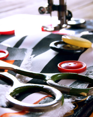 Sewing. The sewing machine and accessories.