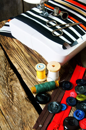 Sewing. The sewing machine and accessories.