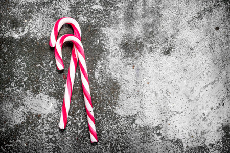 two New Years sweets. On a rustic background.の写真素材