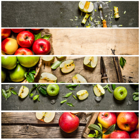 Food collage of fresh apple .の写真素材