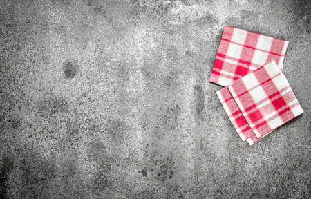 Serving background. Textile napkins. On rustic background.の写真素材