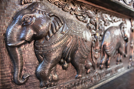 elephant sculpture wallの写真素材