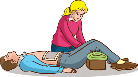 Illustration of a Female Physiotherapist Working on an Patientのイラスト素材