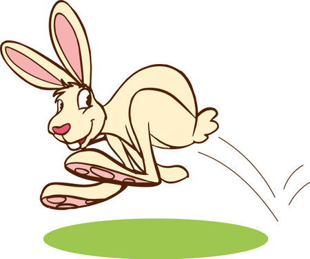 Easter bunny running in the grass. Vector illustration isolated on white background.のイラスト素材